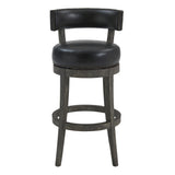 Corbin 26" Counter Height Swivel Onyx Faux Leather and American Grey Wood Bar Stool