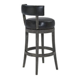 Corbin 26" Counter Height Swivel Onyx Faux Leather and American Grey Wood Bar Stool