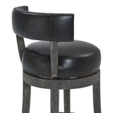 Corbin 26" Counter Height Swivel Onyx Faux Leather and American Grey Wood Bar Stool