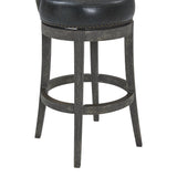 Corbin 26" Counter Height Swivel Onyx Faux Leather and American Grey Wood Bar Stool