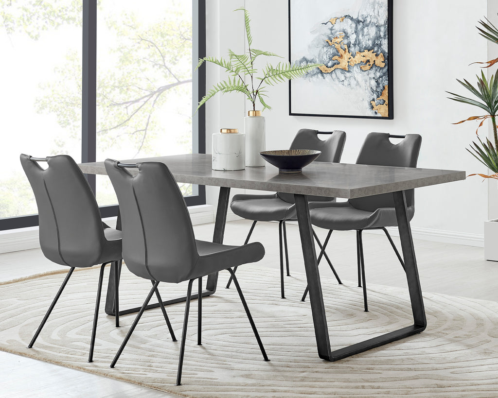 Coronado Contemporary Dining Table in Gray Powder Coated Finish with Cement Gray Top