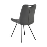 Coronado Contemporary Dining Chair in Gray Powder Coated Finish and Gray Faux Leather - Set of 2