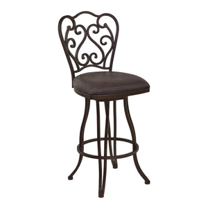 Celeste 26" Counter Height Metal Swivel Barstool in Bandero Espresso Fabric and Auburn Bay Finish