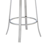 Cherie Contemporary 26" Counter Height Barstool in Brushed Stainless Steel Finish and Black Faux Leather