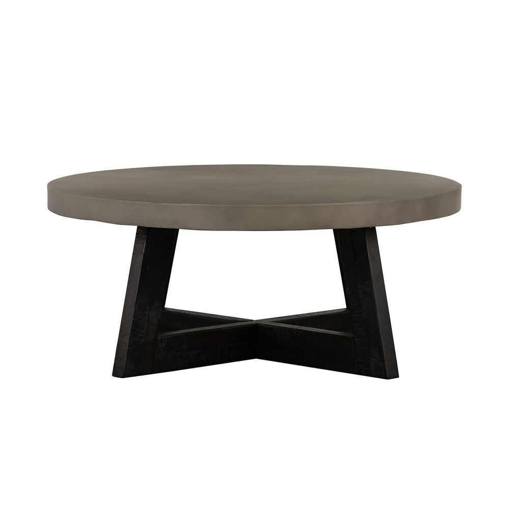 Chester Modern Concrete and Acacia Round Coffee Table