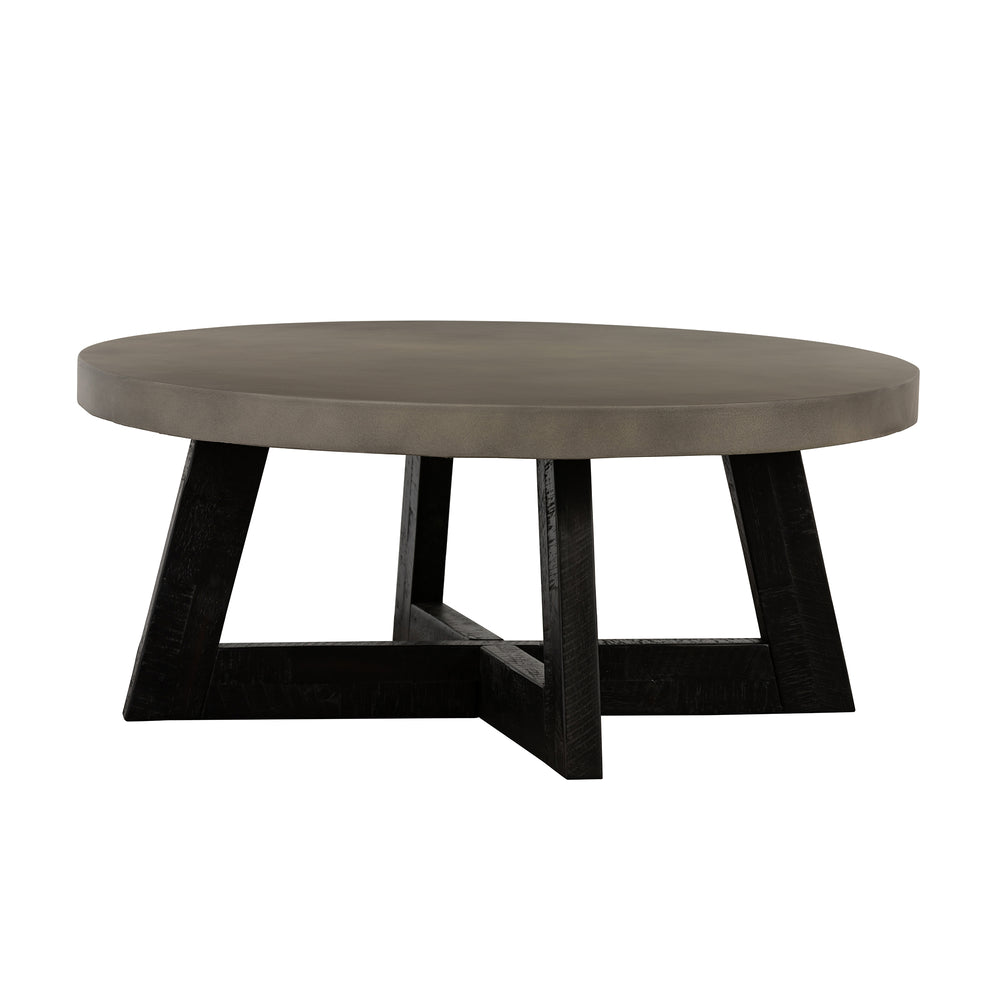 Chester Modern Concrete and Acacia Round Coffee Table