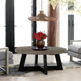 Chester Modern Concrete and Acacia Round Coffee Table