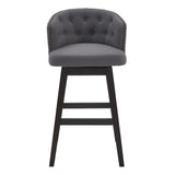 Celine 26" Counter Height Swivel Grey Fabric and Espresso Wood Bar Stool