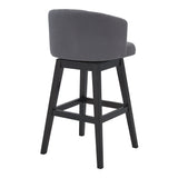 Celine 26" Counter Height Swivel Grey Fabric and Espresso Wood Bar Stool