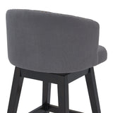 Celine 26" Counter Height Swivel Grey Fabric and Espresso Wood Bar Stool