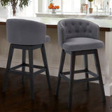 Celine 26" Counter Height Swivel Grey Fabric and Espresso Wood Bar Stool