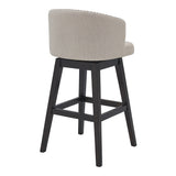 Celine 26" Counter Height Swivel Tan Fabric and Espresso Wood Bar Stool