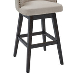 Celine 26" Counter Height Swivel Tan Fabric and Espresso Wood Bar Stool