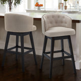 Celine 26" Counter Height Swivel Tan Fabric and Espresso Wood Bar Stool