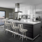 Cleo 26" Modern Swivel Barstool In Gray and Stainless Steel