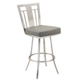 Cleo 26" Modern Swivel Barstool In Gray and Stainless Steel