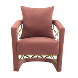 Corelli Blush Fabric Upholstered Accent Chair with Brushed Gold Legs