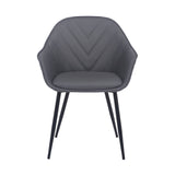 Clover Grey Faux Leather Dining Room Chair with Black Metal Legs