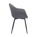 Clover Grey Faux Leather Dining Room Chair with Black Metal Legs