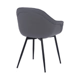 Clover Grey Faux Leather Dining Room Chair with Black Metal Legs