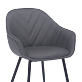 Clover Grey Faux Leather Dining Room Chair with Black Metal Legs