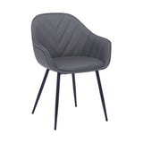 Clover Grey Faux Leather Dining Room Chair with Black Metal Legs