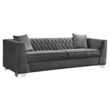 Cambridge Brushed Stainless Steel/Pine Wood/Velvet 100% Polyester Sofa