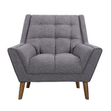 Cobra Mid-Century Modern Chair in Dark Gray Linen and Walnut Legs