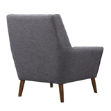 Cobra Mid-Century Modern Chair in Dark Gray Linen and Walnut Legs