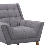 Cobra Mid-Century Modern Chair in Dark Gray Linen and Walnut Legs