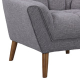 Cobra Mid-Century Modern Chair in Dark Gray Linen and Walnut Legs