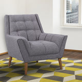 Cobra Mid-Century Modern Chair in Dark Gray Linen and Walnut Legs