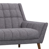 Cobra Mid-Century Modern Sofa in Dark Gray Linen and Walnut Legs