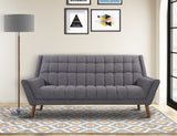 Cobra Mid-Century Modern Sofa in Dark Gray Linen and Walnut Legs