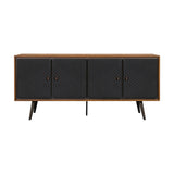 Coco Rustic Oak Wood and Faux Leather Sideboard Cabinets