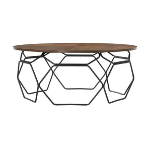 Cosmo Walnut Veneer Coffee Table with Black Metal Base