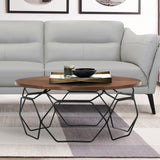 Cosmo Walnut Veneer Coffee Table with Black Metal Base