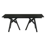 Cortina 79" Mid-Century Modern Black Wood Dining Table with Black Legs