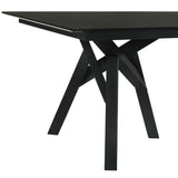 Cortina 79" Mid-Century Modern Black Wood Dining Table with Black Legs