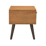 Coco Rustic Single Drawer Oak Wood and Faux Leather Nightstand