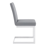 Copen Contemporary Dining Chair in Brushed Stainless Steel and Gray Faux Leather - Set of 2