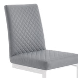 Copen Contemporary Dining Chair in Brushed Stainless Steel and Gray Faux Leather - Set of 2