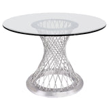 Calypso Brushed Stainless Steel/Glass Dining Table