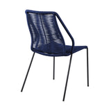 Clip Indoor Outdoor Stackable Steel Dining Chair with Blue Rope - Set of 2