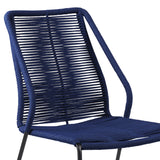 Clip Indoor Outdoor Stackable Steel Dining Chair with Blue Rope - Set of 2