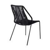 Clip Indoor Outdoor Stackable Steel Dining Chair with Black Rope - Set of 2