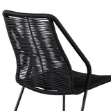 Clip Indoor Outdoor Stackable Steel Dining Chair with Black Rope - Set of 2