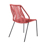 Clip Indoor Outdoor Stackable Steel Dining Chair with Brick Red Rope - Set of 2