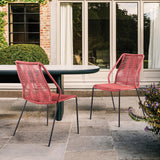 Clip Indoor Outdoor Stackable Steel Dining Chair with Brick Red Rope - Set of 2