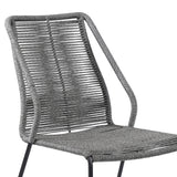 Clip Indoor Outdoor Stackable Steel Dining Chair with Grey Rope - Set of 2